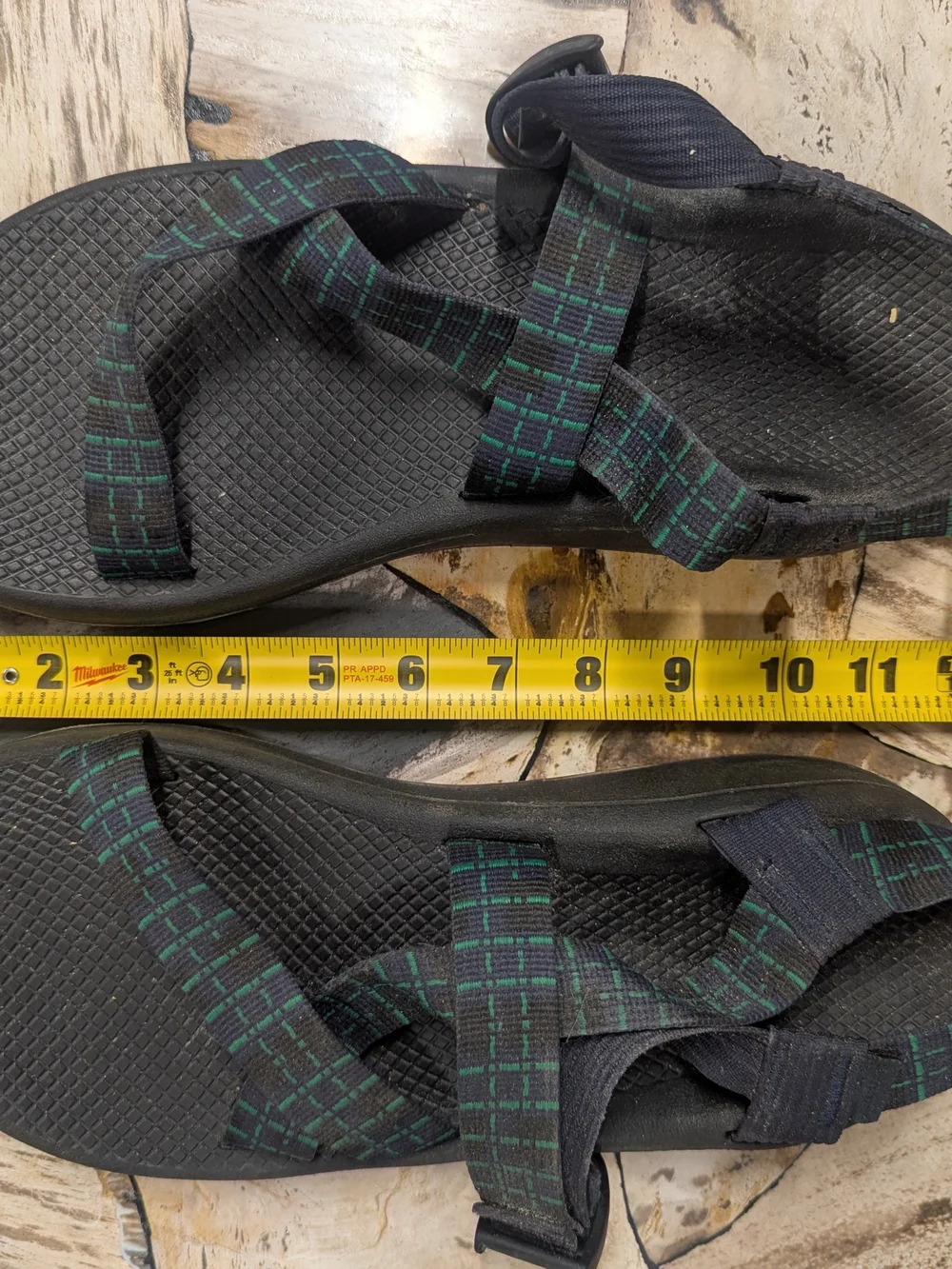 Black Chacos Strappy Outdoor Sandals with Green Plaid Accent